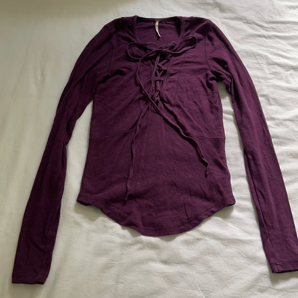 Free People lace up blouse